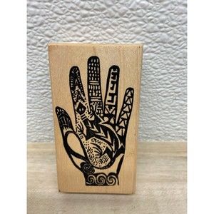 2001 Katy Widger Art Hand Wood Mounted Rubber Stamp